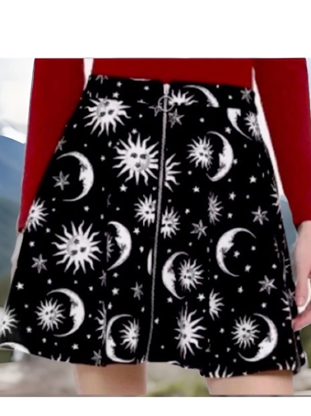 Hot Topic Skirt S Celestial Moon Stars Wicca Goth Dark Fairy Whimsygoth Mini